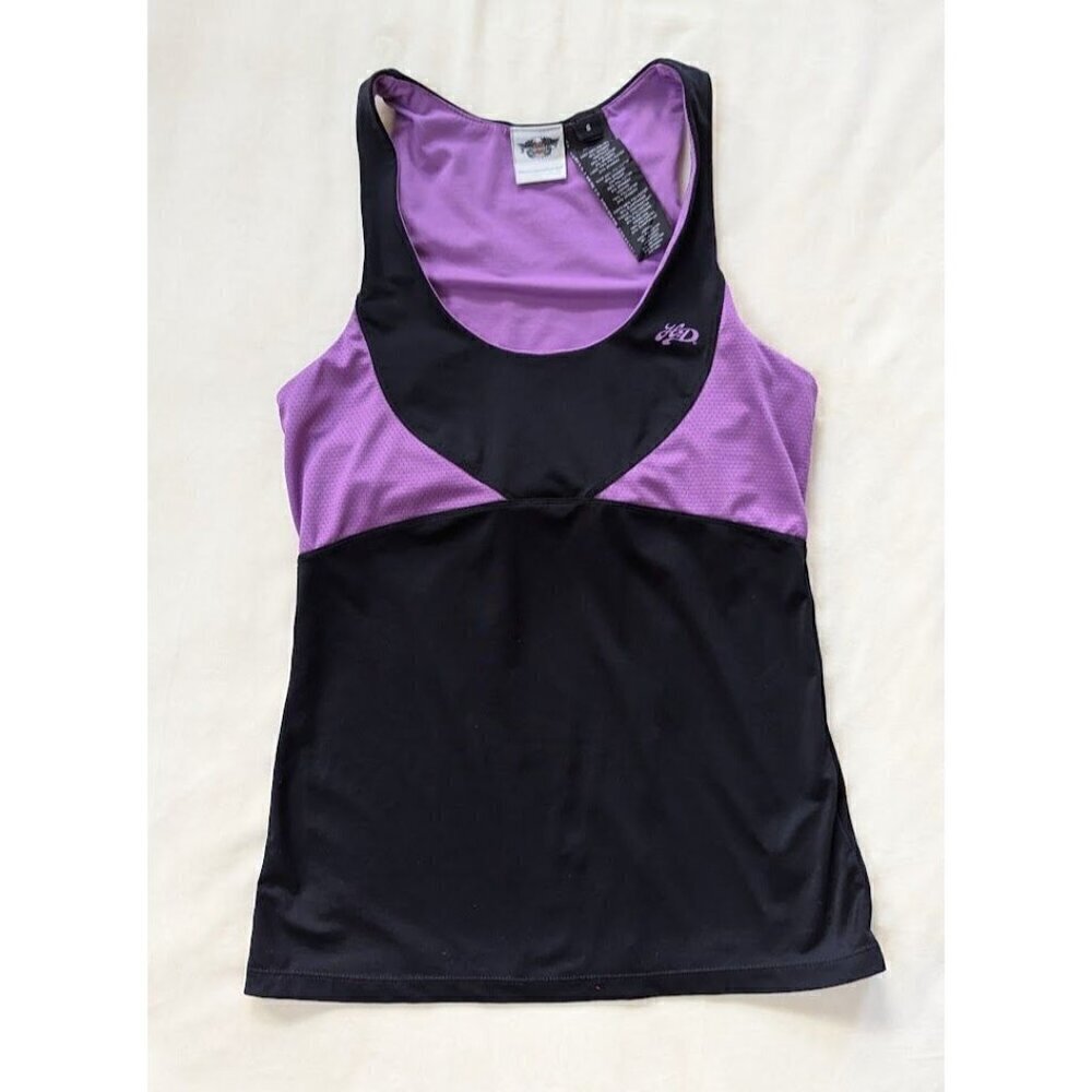 Harley Davidson Women Top Tank Small Workout Built In Bra Purple/Black